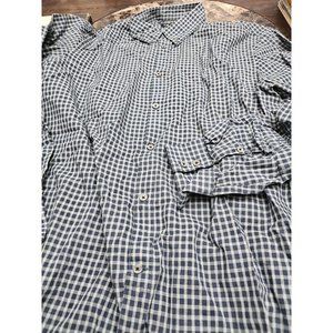 John Varvatos Star USA Blue Plaid Button Down Cotton Shirt Men's 2XL